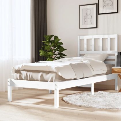Рамка за легло, бяла, 90x190 см, единична, бор масив