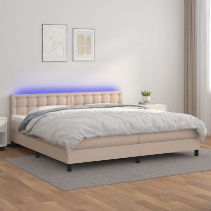 Боксспринг легло с матрак LED капучино 200x200 см
