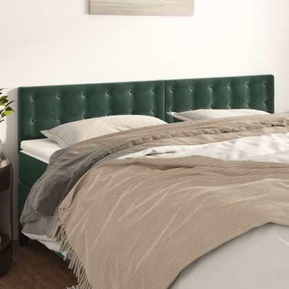 Горна табла за легло, 2 бр, тъмнозелена, 100x5x78/88 см, кадифе