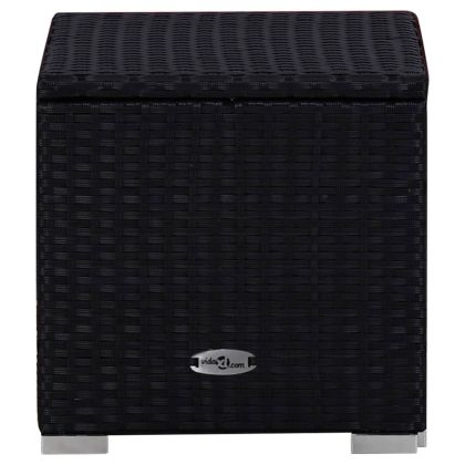 Градински шезлонги с маса за чай, 3 части, полиратан, черни