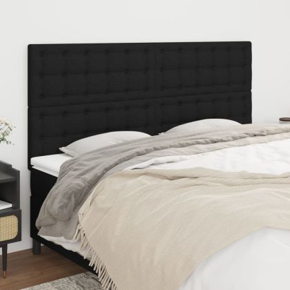 Горни табли за легло, 4 бр, черни, 80x5x78/88 см, плат