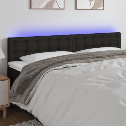 LED горна табла за легло, черна, 160x5x78/88 см, плат