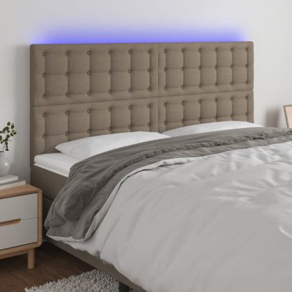 LED горна табла за легло, таупе, 160x5x118/128 см, плат