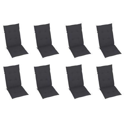 Сгъваеми градински столове с възглавници, 8 бр, акация масив