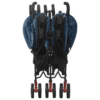 Количка за близнаци, тъмносиня, стомана