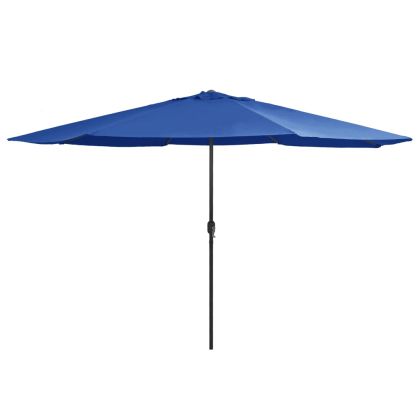 Градински чадър с метален прът, 390 см, лазурносин