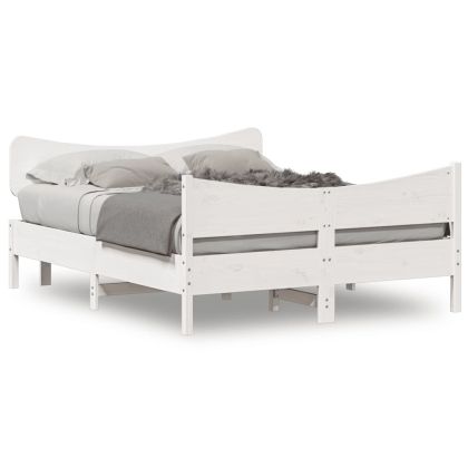 Рамка за легло с табла, бяла, 140х200 см, бор масив