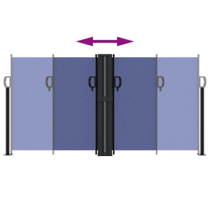 Прибираща се странична тента, синя, 120x600 см