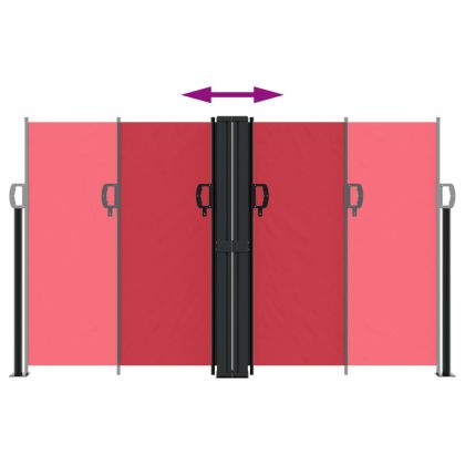 Прибираща се странична тента, червена, 140x600 см