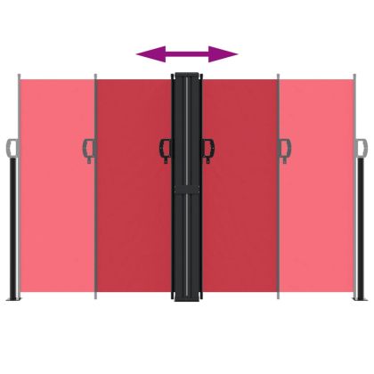 Прибираща се странична тента, червена, 160х600 см