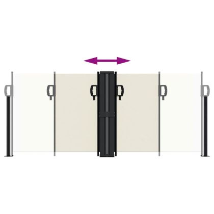 Прибираща се странична тента, кремава, 100x600 см