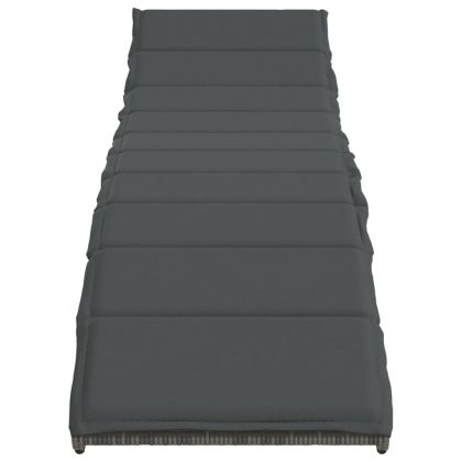 Шезлонги, 2 бр, с масичка, сиви, полиратан