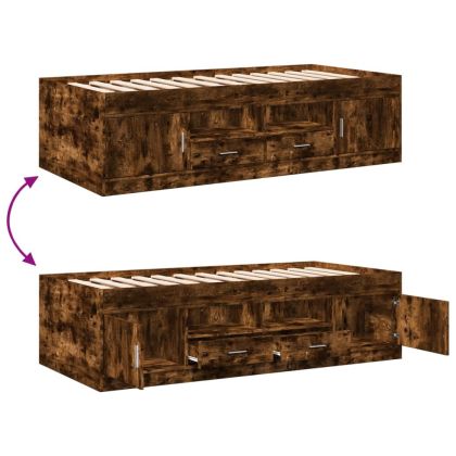 Дневно легло с чекмеджета, без матрак, опушен дъб, 100x200 см