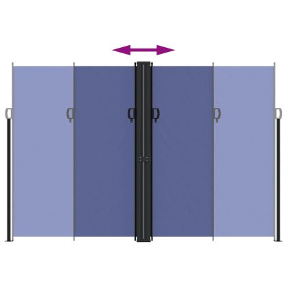 Прибираща се странична тента, синя, 220x600 см