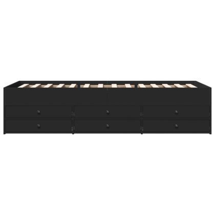 Дневно легло с чекмеджета, без матрак, черно, 75x190 см