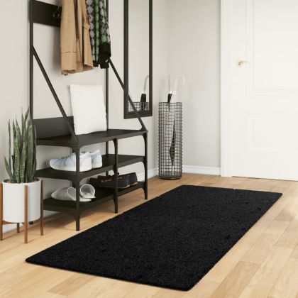 Шаги килим с дълъг косъм "PAMPLONA" модерен черен 80x200 см