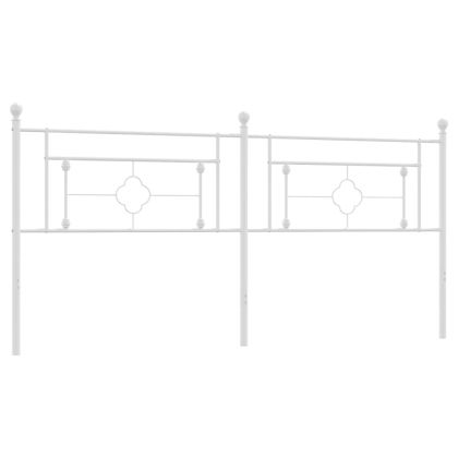 Метална табла за глава, бяла, 193 см