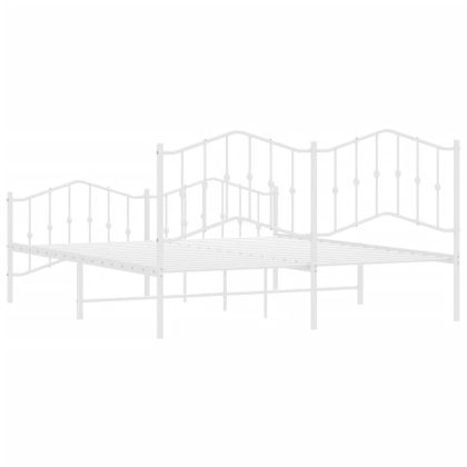 Метална рамка за легло с горна и долна табла, бяла, 183x213 см