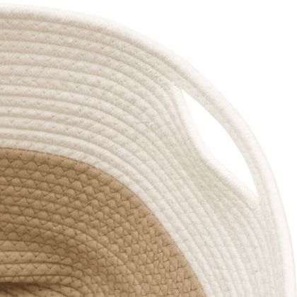 Кош за съхранение, бежово и бяло, Ø40x35 см, памук