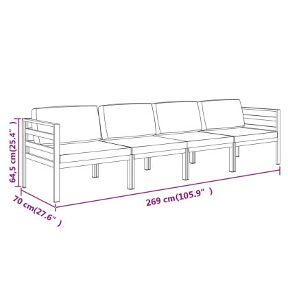 4-местен градински комплект с възглавници алуминий антрацит