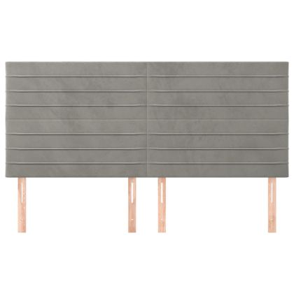 Табла за легло, светло сива, 160x5x118/128 см, кадифе