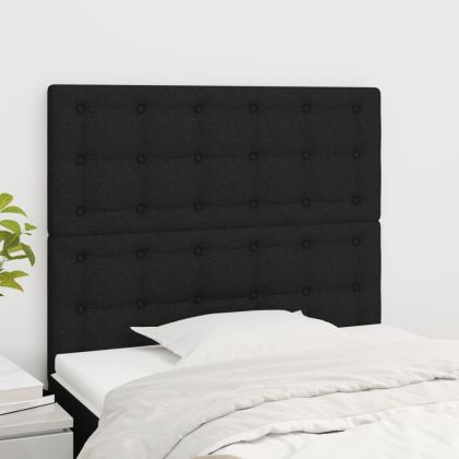 Горни табли за легло, 2 бр, черни, 90x5x78/88 см, плат