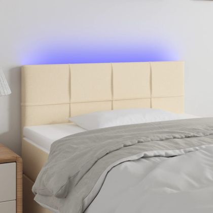 LED горна табла за легло, кремава, 100x5x78/88 см, плат