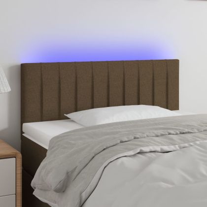 LED горна табла за легло, тъмнокафява, 80x5x78/88 см, плат