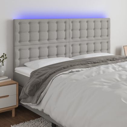 LED горна табла за легло, светлосива, 180x5x118/128 см, плат