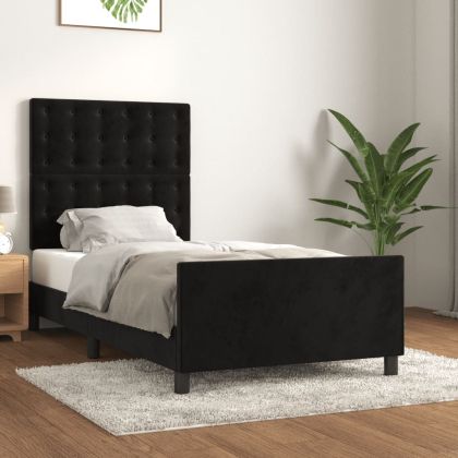 Рамка за легло с табла, черна, 80x200 см, кадифе