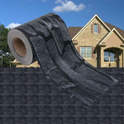 Лента за покриване на огради PVC 35x0,19 м имитация сив камък