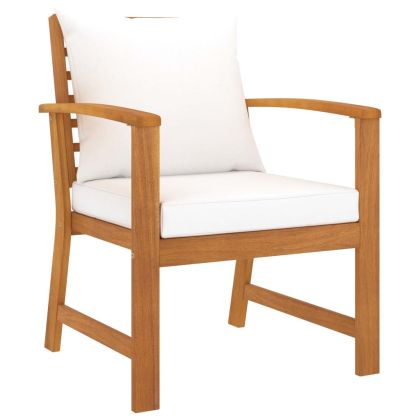 Градински комплект с възглавници, 5 части, акациево дърво масив