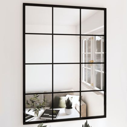Стенни огледала, 2 бр, черни, 80x60 см, метал
