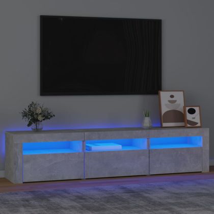 ТВ шкаф с LED осветление, бетонно сив, 180x35x40 см