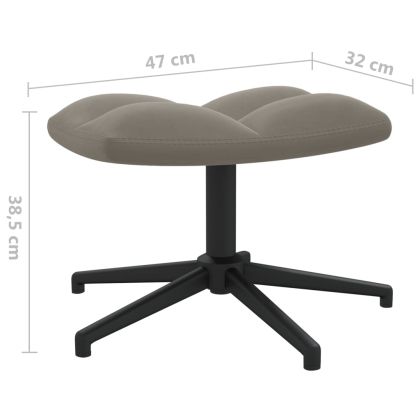 Релаксиращ стол с табуретка, светлосив, кадифе