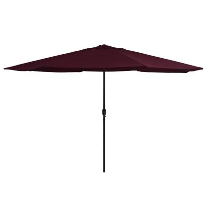 Градински чадър с метален прът, 390 см, бордо червен