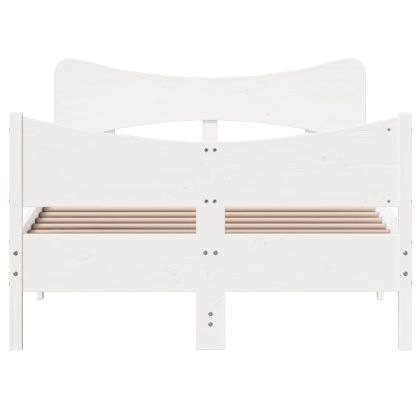 Рамка за легло без матрак, бял, 120x200 см, бор масив