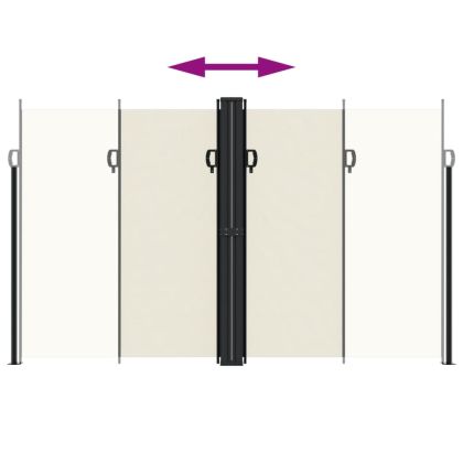 Прибираща се странична тента, кремава, 200х600 см