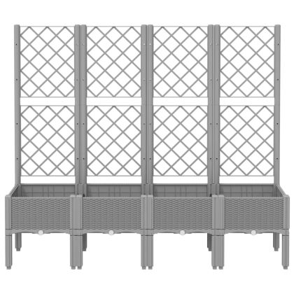 Градински сандък с пергола, светлосив, 160x40x142 см, PP