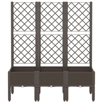 Градински сандък с пергола, кафяв, 120x40x142 см, PP