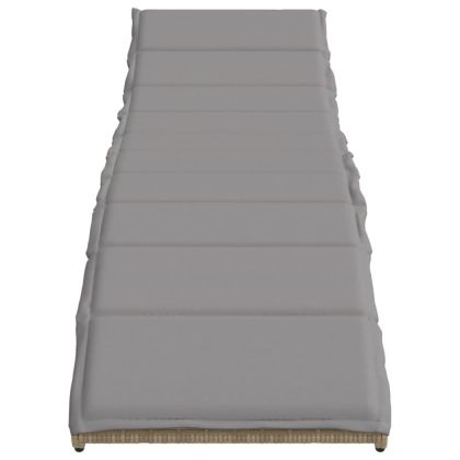 Шезлонг с възглавница, бежов, 55x199x50 см, полиратан