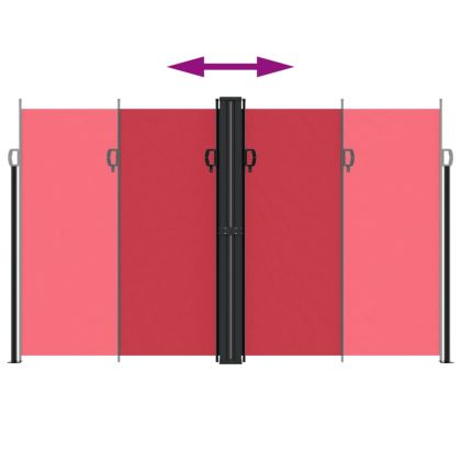 Прибираща се странична тента, червена, 200x600 см