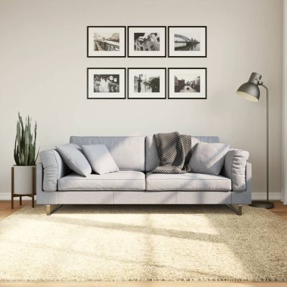 Шаги килим с дълъг косъм "PAMPLONA" модерен златист 200x200 см