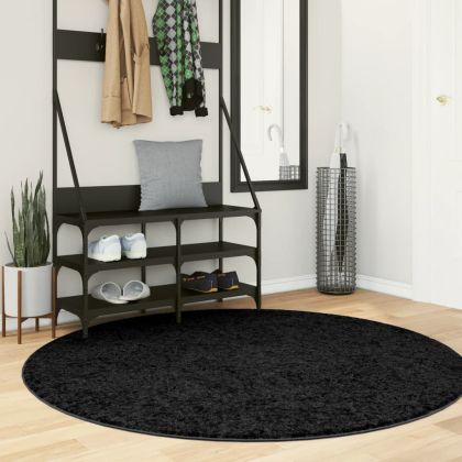 Шаги килим с дълъг косъм "PAMPLONA" модерен черен Ø 160 см