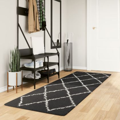 Шаги килим с дълъг косъм "PAMPLONA", черно-кремав, 80x250 см