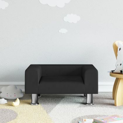 Детски диван, черно, 50x40x26,5 см, кадифе