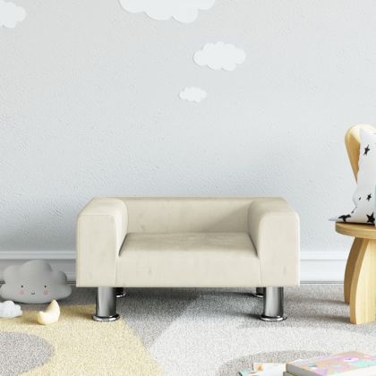Детски диван, кремав, 50x40x26,5 см, кадифе
