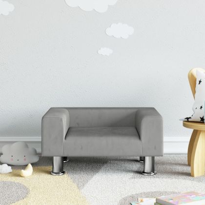 Детски диван, светлосив, 50x40x26,5 см, кадифе