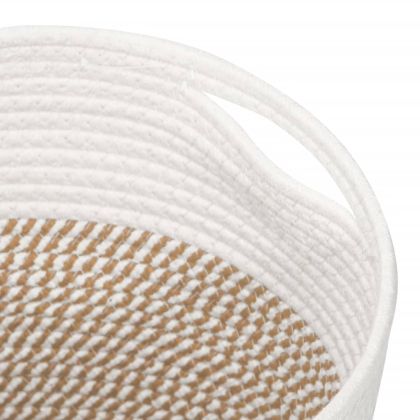 Кош за съхранение, 2 бр, кафяво и бяло, Ø28x28 см, памук