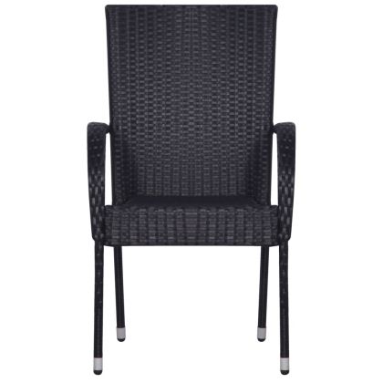 Градински трапезен комплект, 7 части, черен